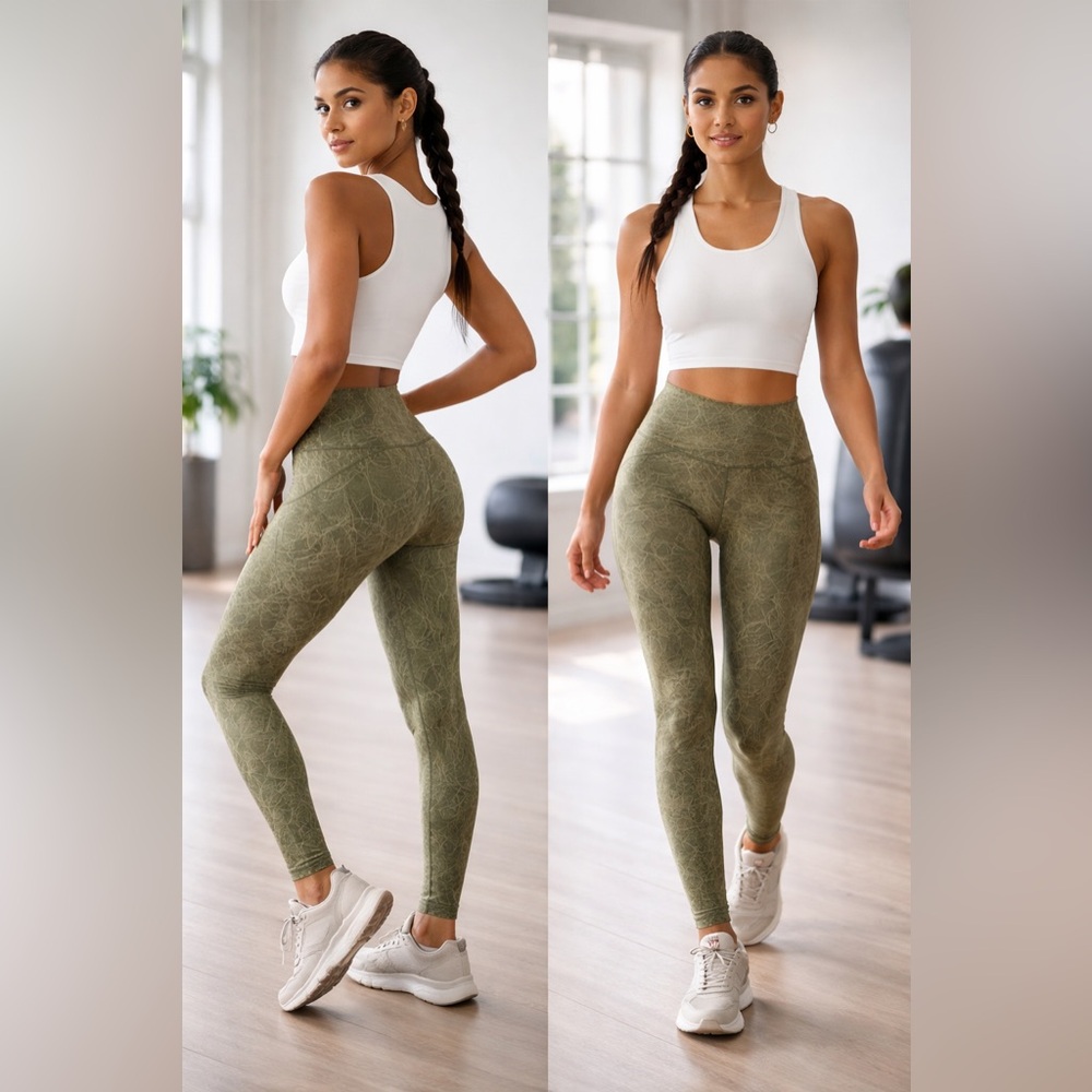 Lululemon Align Leggings Green Marble High Rise Yoga Pants Size 2 Pockets